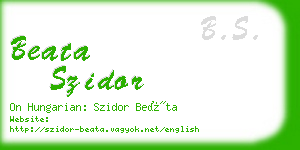 beata szidor business card